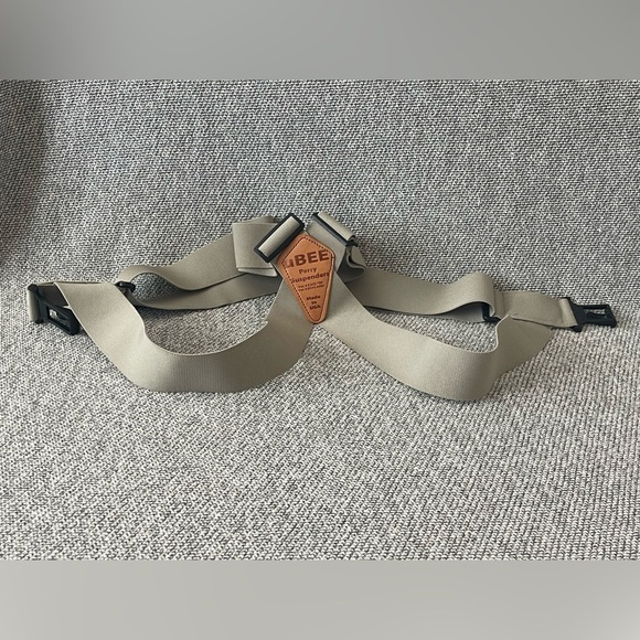 UBEE Perry Suspenders, Tan and Brown Leather, Front Hook Minimalist Suspenders - Picture 1 of 16